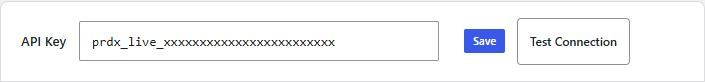 API Key field with Save and Test Connection